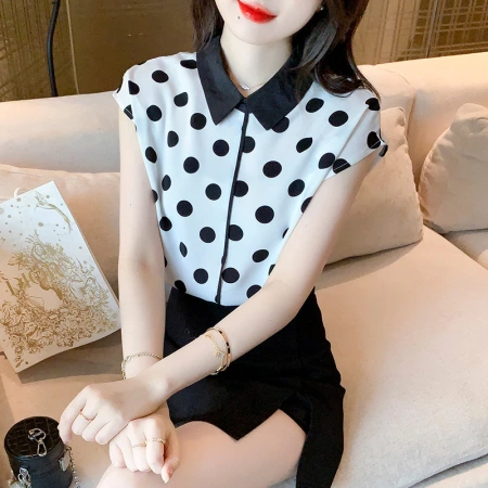 Real photos of polka dot chiffon shirts, short-sleeved ladies' summer 2022 new style, beautiful, fashionable and stylish little shirt trend Real photos of polka dot chiffon shirts, short-sleeved ladies' summer 2022 new style, beautiful, fashionable and stylish little shirt trend